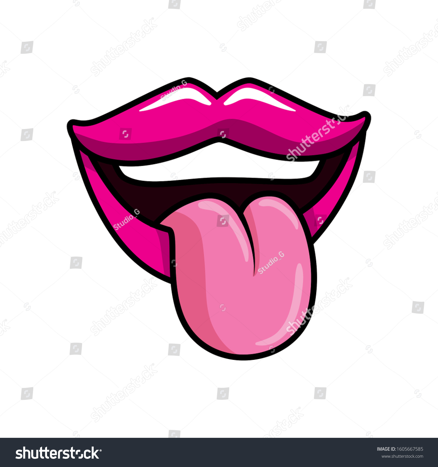 Sexy Mouth Tongue Out Pop Art Stock Vector Royalty Free 1605667585