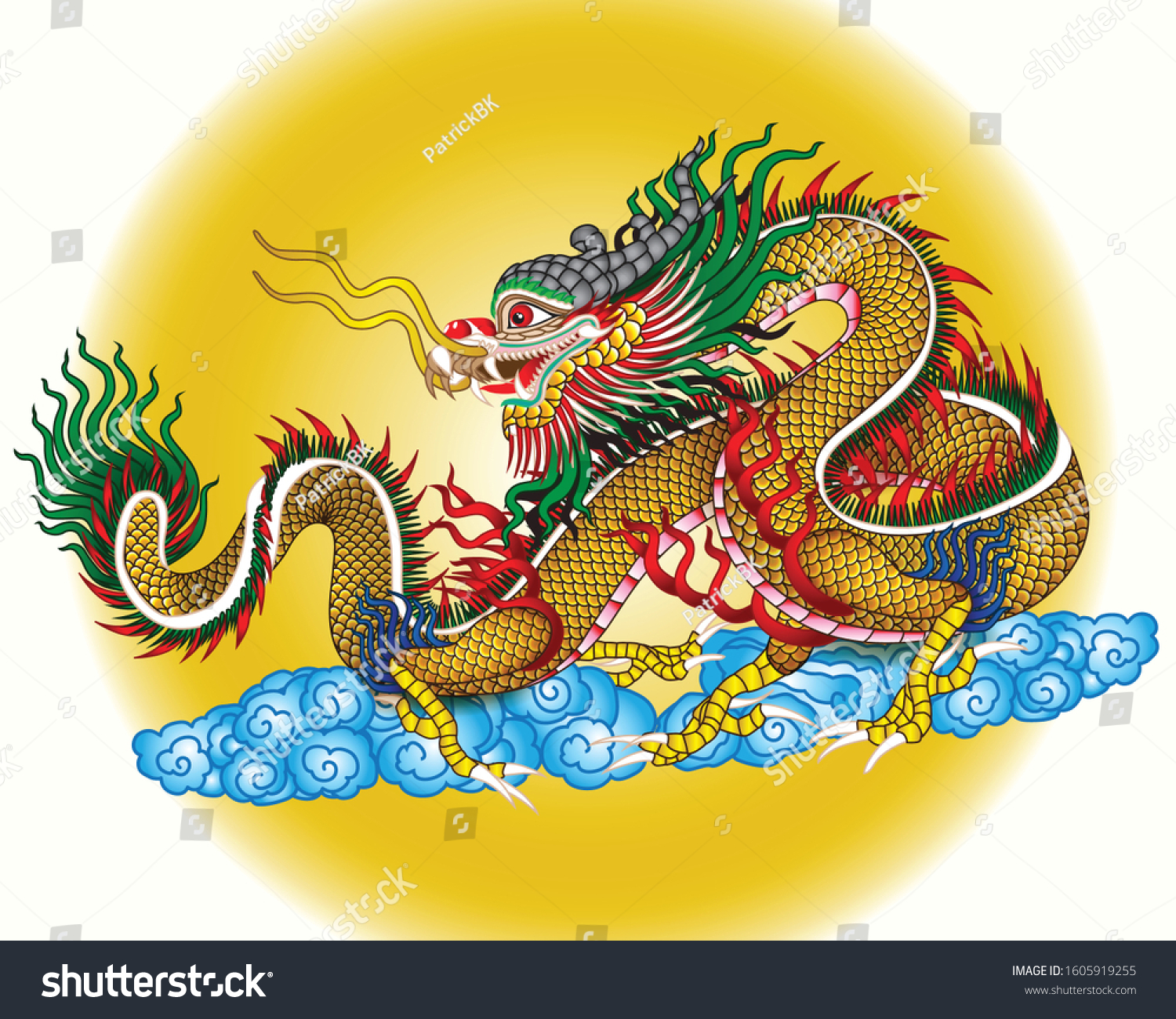 Chinese Dragon Golden Dragon Auspicious Chinese Stock Vector (royalty 