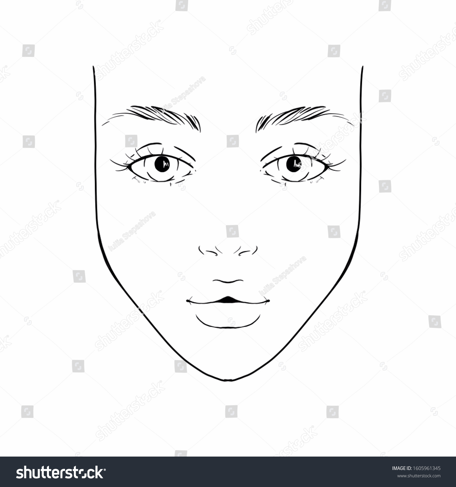 Face Chart Scheme Makeup Artist Stock Illustration 1605961345 ...