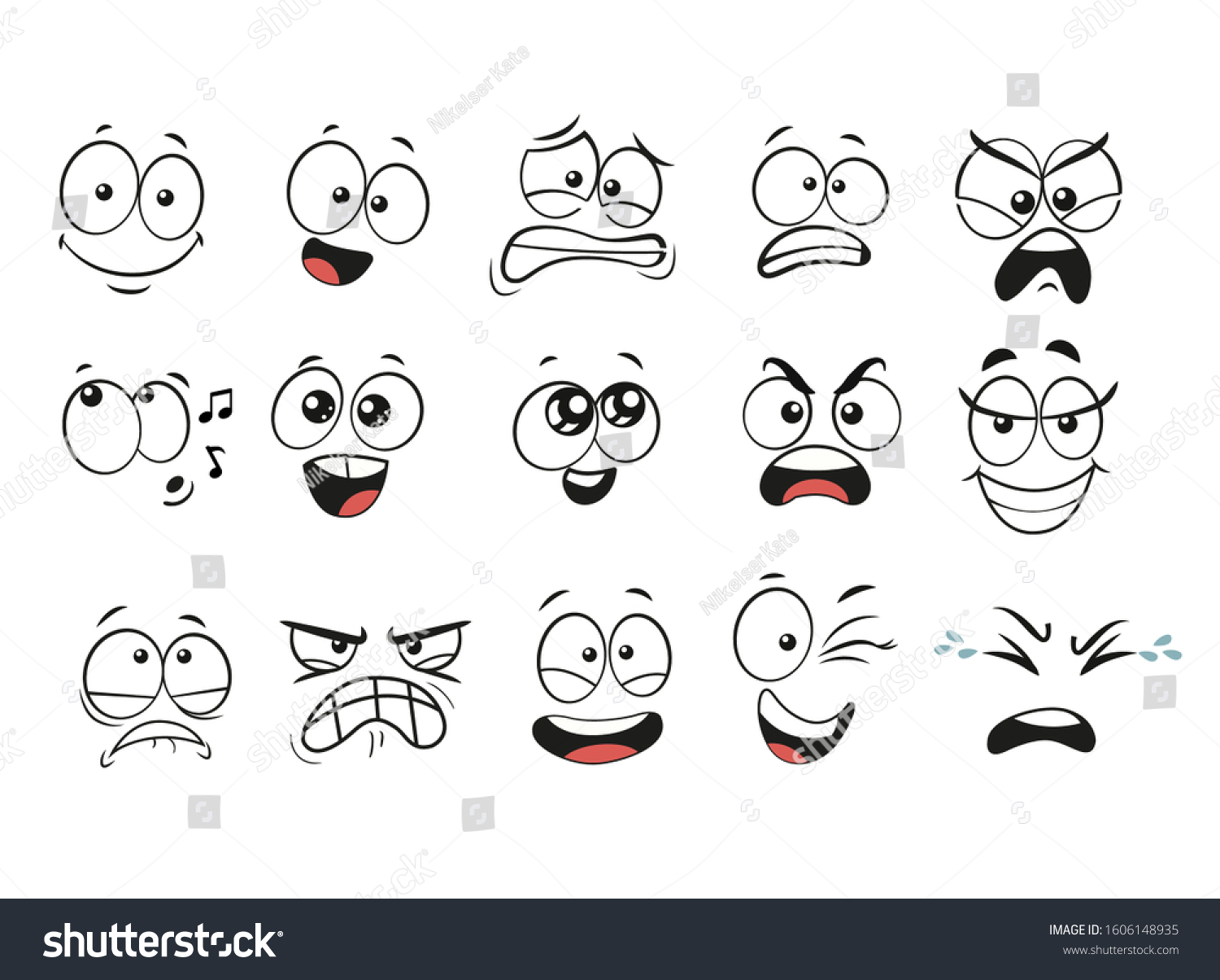 Cartoon Facial Expressions Set Cartoon Faces Stock Vector (Royalty Free ...