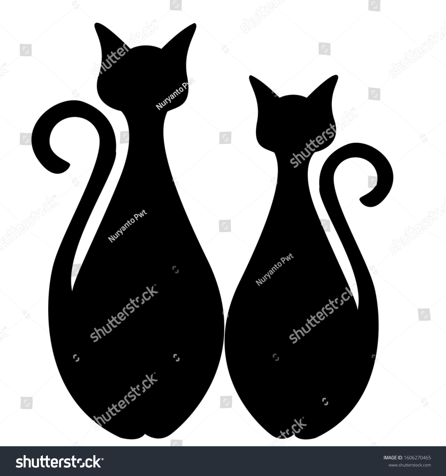 Two Black Cat Icons White Background Stock Illustration 1606270465 ...