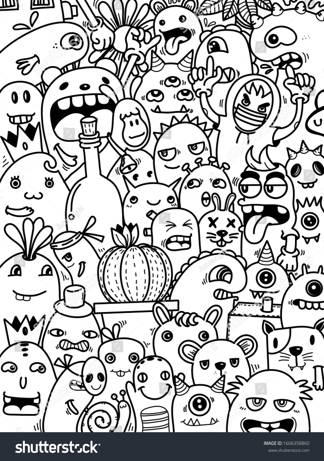 Handdrawn Illustrations Monsters Doodle Hand Drawn Stock Illustration ...