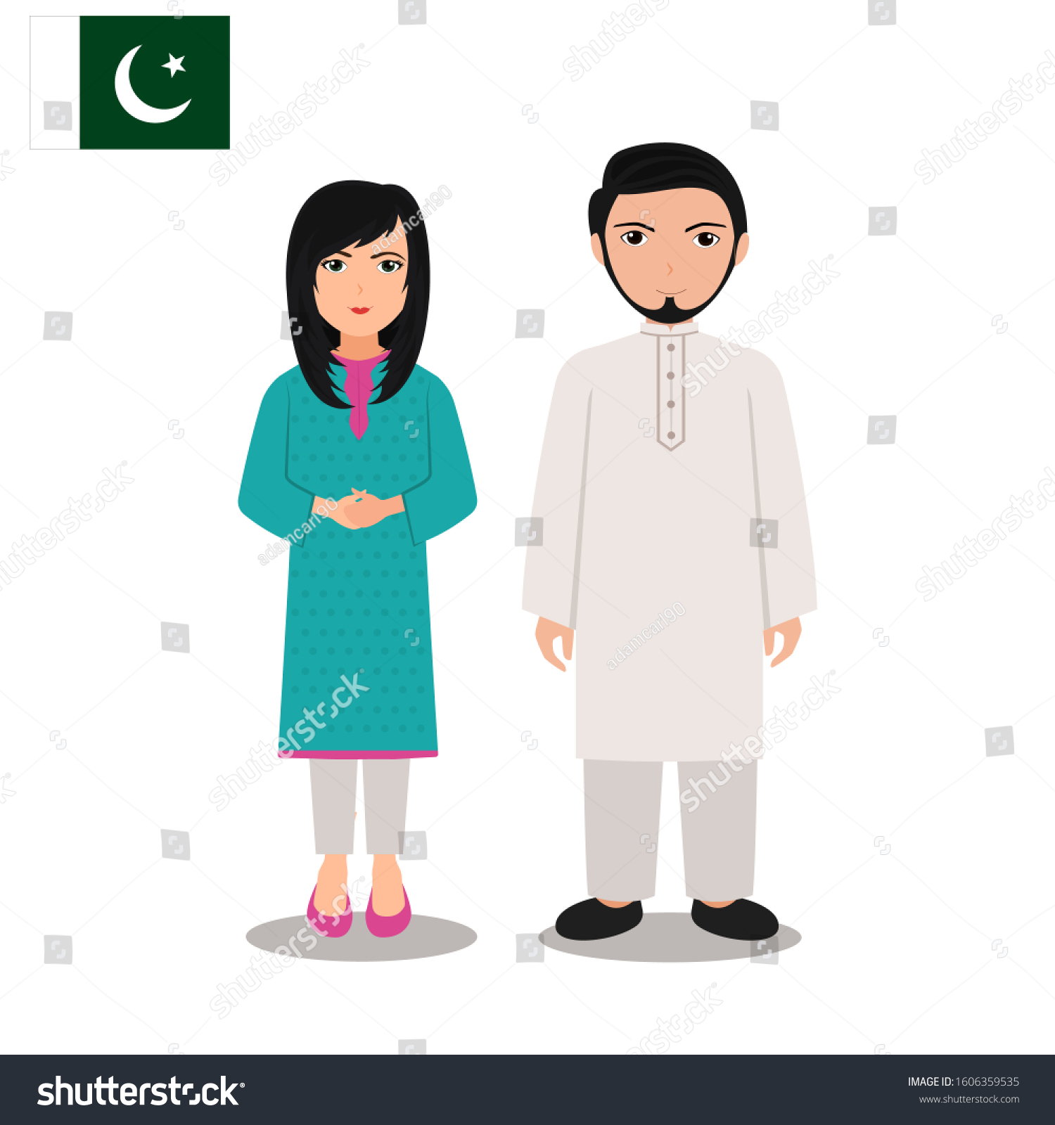 Pakistani Traditional Clothes Cartoon Vector Vector De Stock Libre De