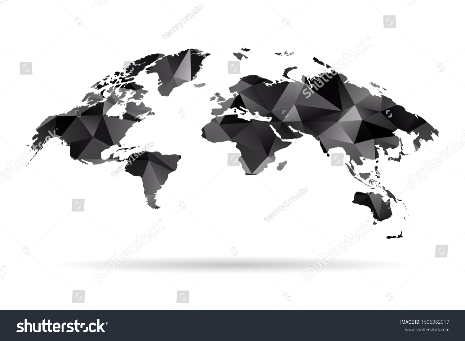 World Map Black Polygonal Style On Stock Vector (Royalty Free ...