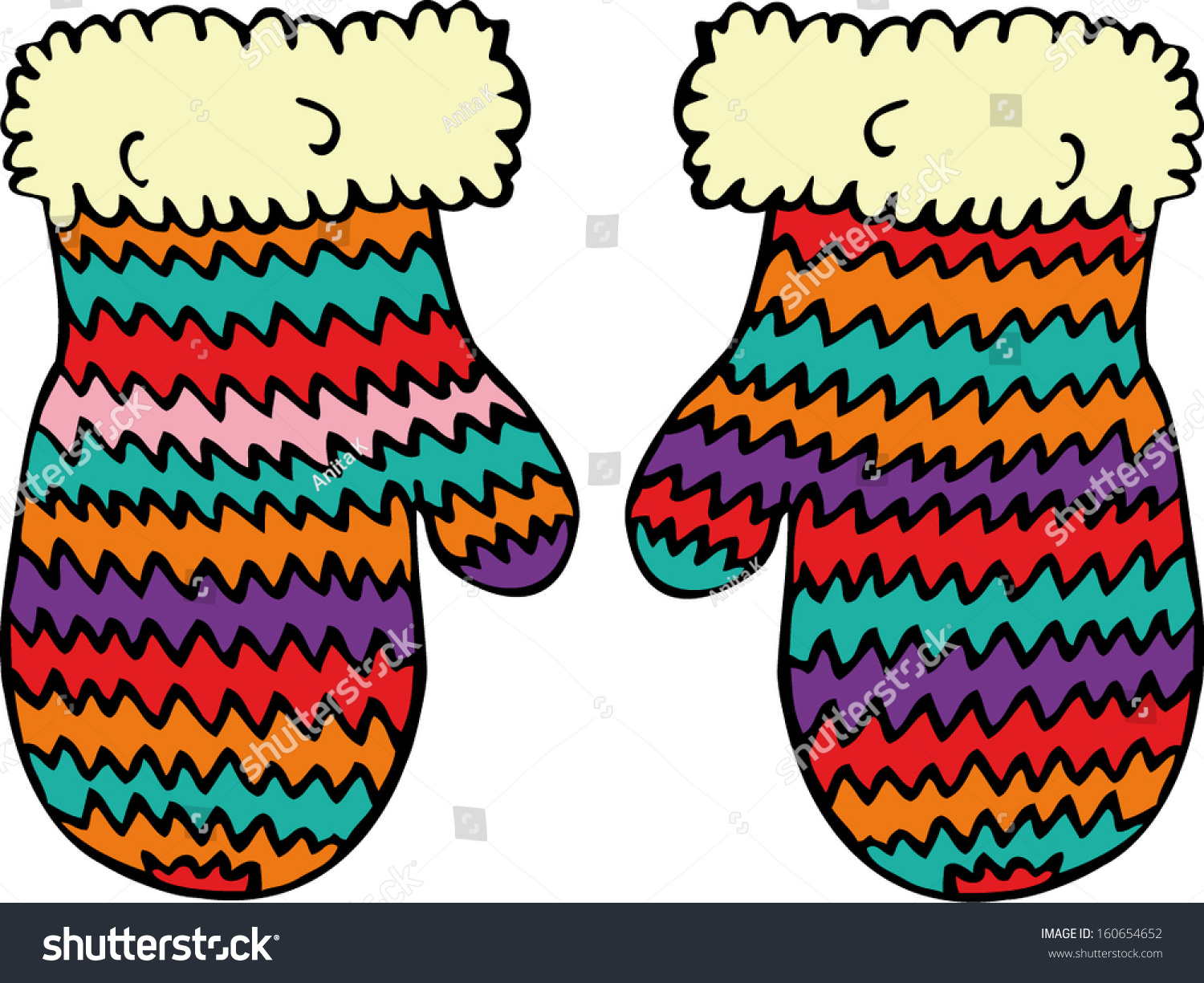 Рисование разноцветные рукавички