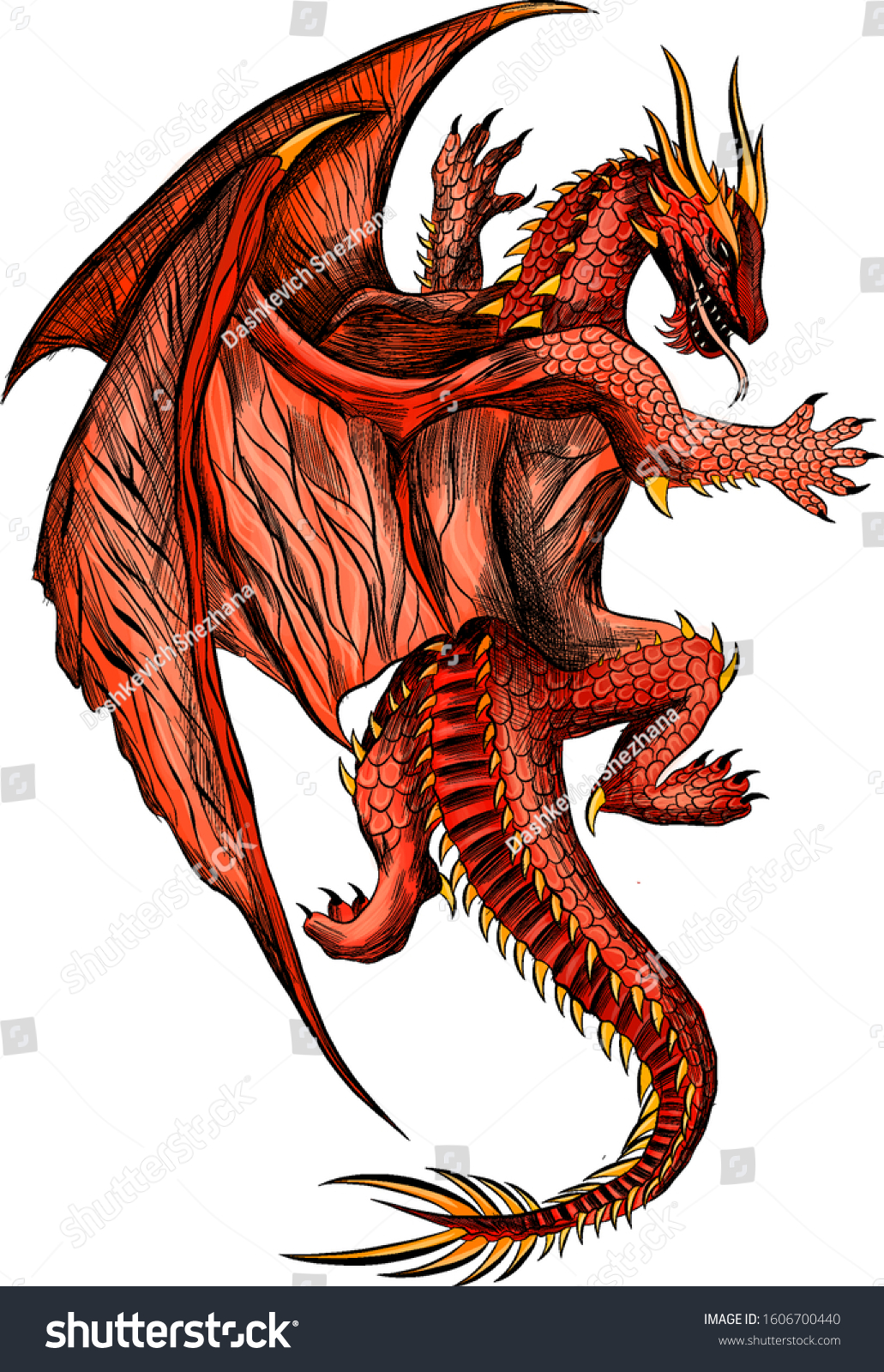 Mythical Fairy Red Dragon Vector Stock Vector (Royalty Free) 1606700440 ...