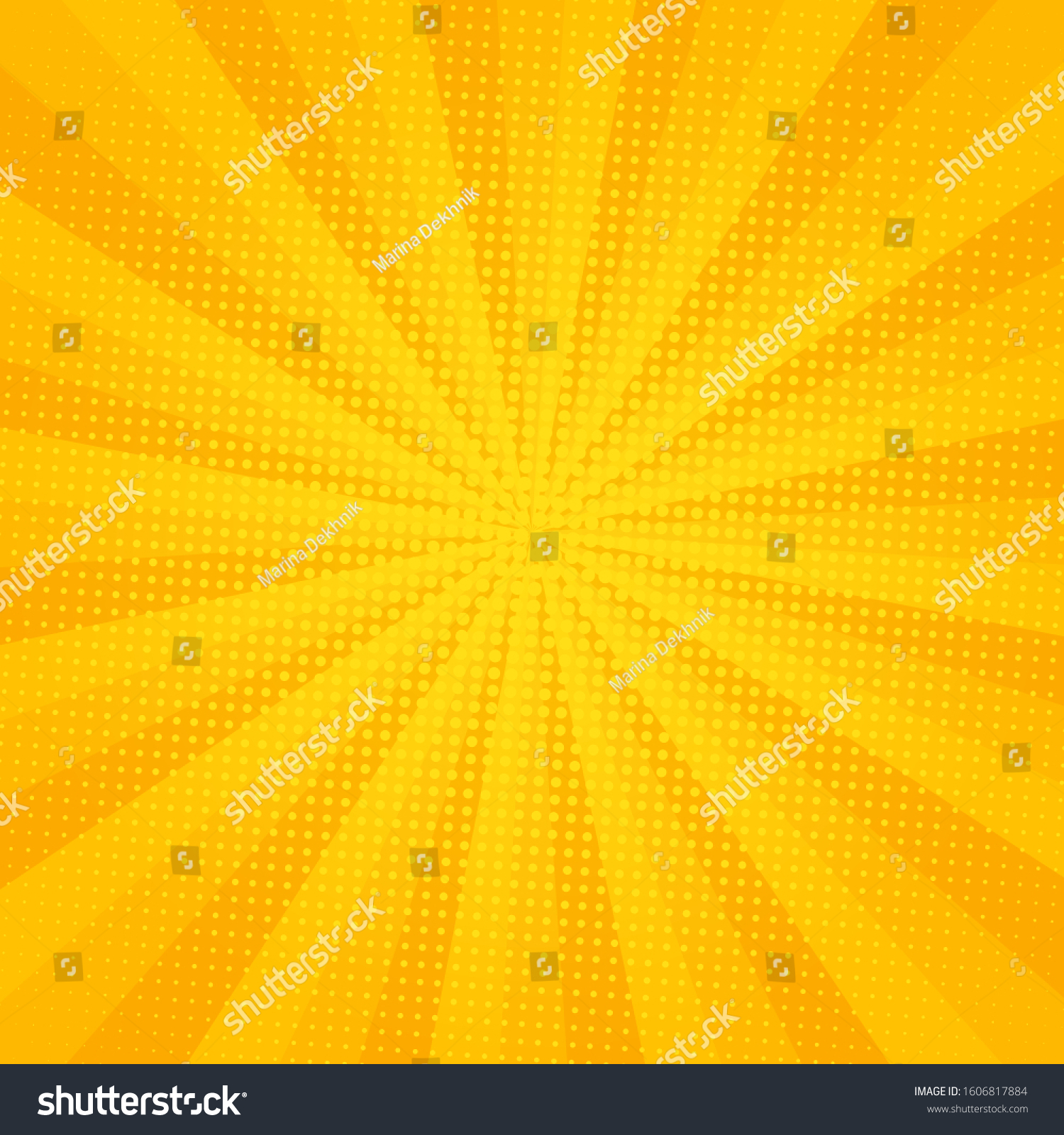 Bright Yellow Color Burst Background Comic Stock Vector Royalty Free