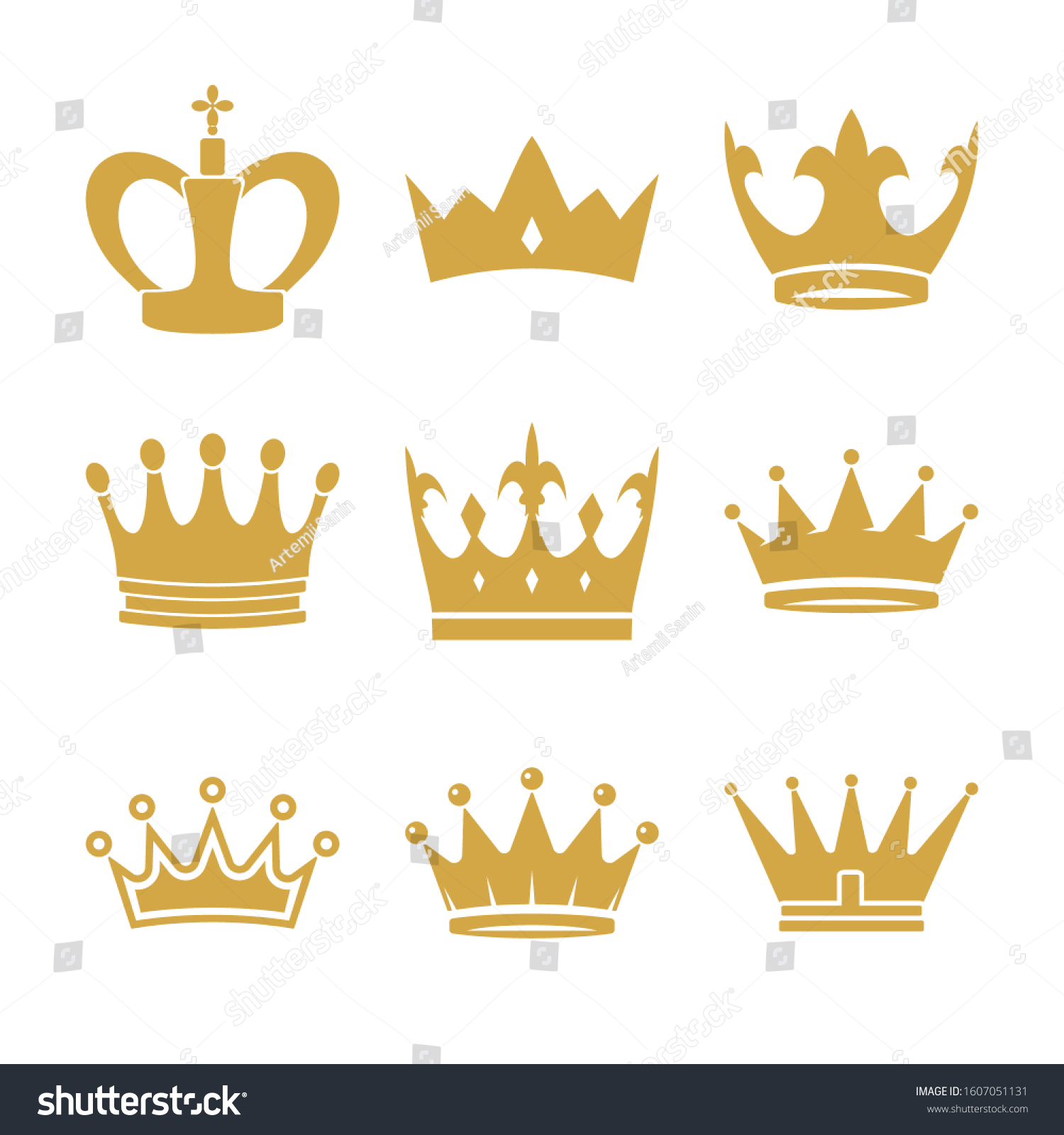 Golden Crown Symbols Set Vector Luxury Stock Vector (Royalty Free ...