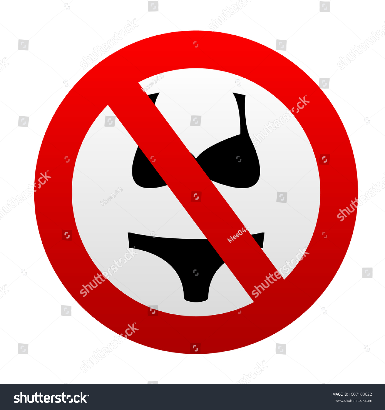 No Bikini Sign Vector Icon Stock Vector Royalty Free 1607103622