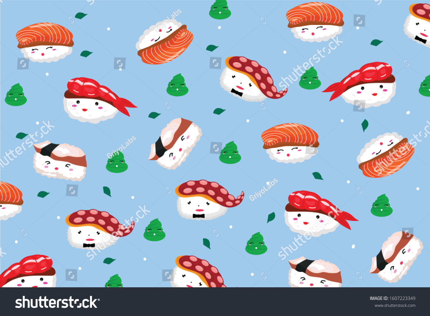Cartoon Sushi Pattern Background Design Stock Vector (Royalty Free ...