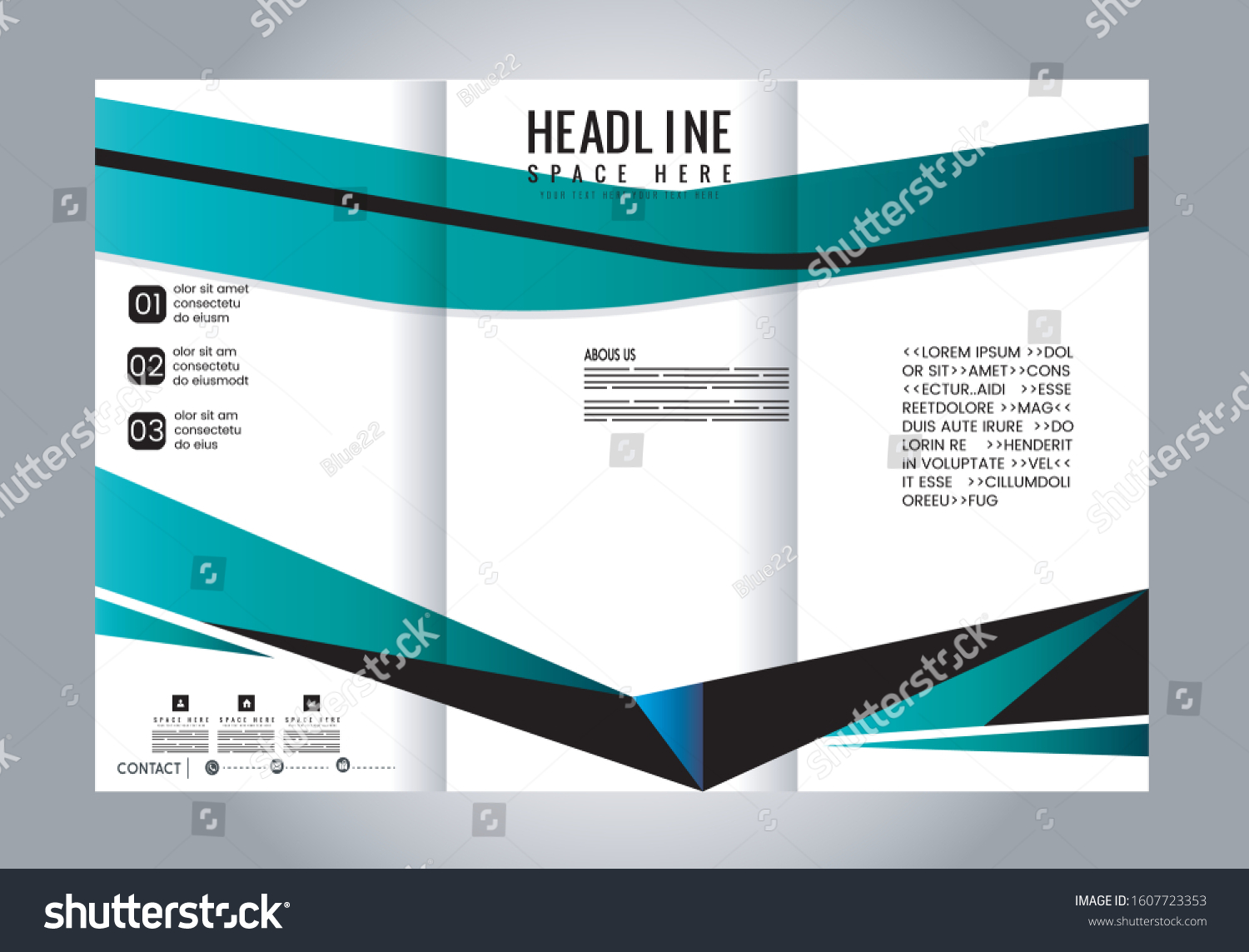 Trifold Brochure Template Design Blue Color Stock Vector (Royalty Free ...