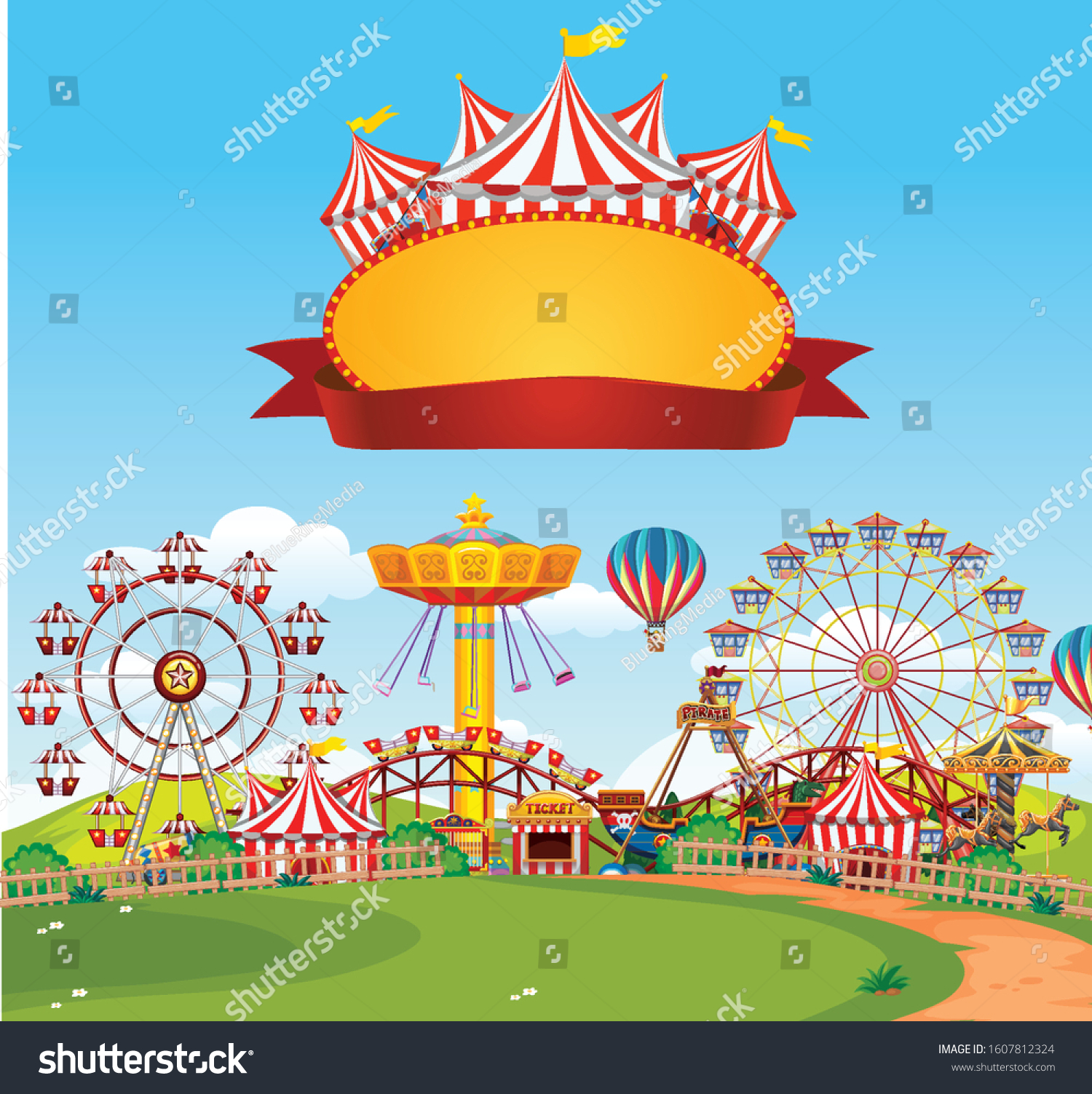 Sign Template Funpark Background Illustration Stock Vector (royalty 