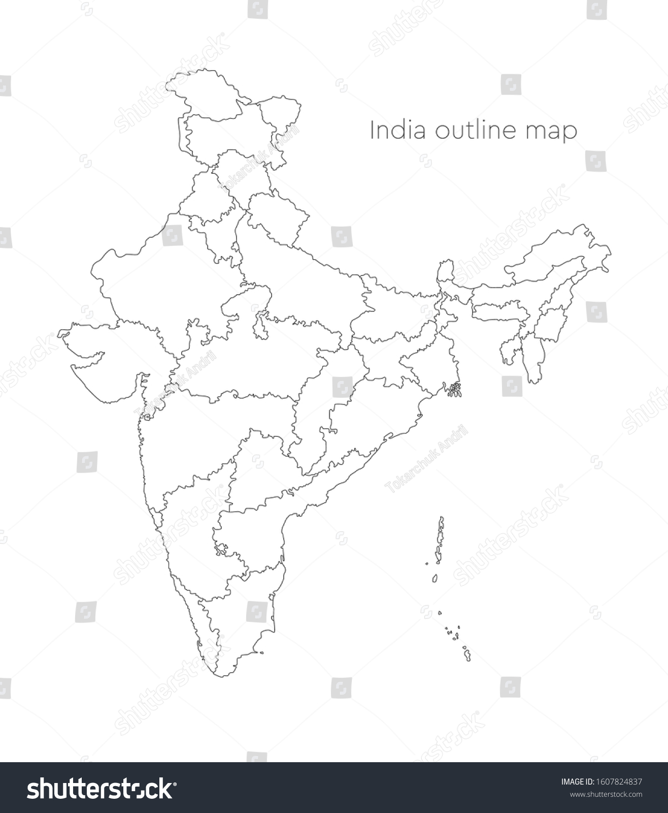 Detailed Vector India Country Outline Border Stock Vector (Royalty Free ...