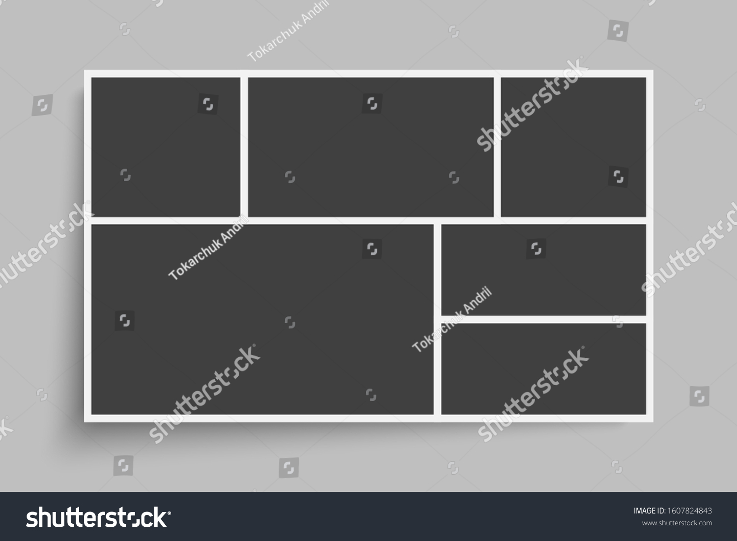 Templates Collage Six Frames Photos Parts Stock Vector (Royalty Free ...