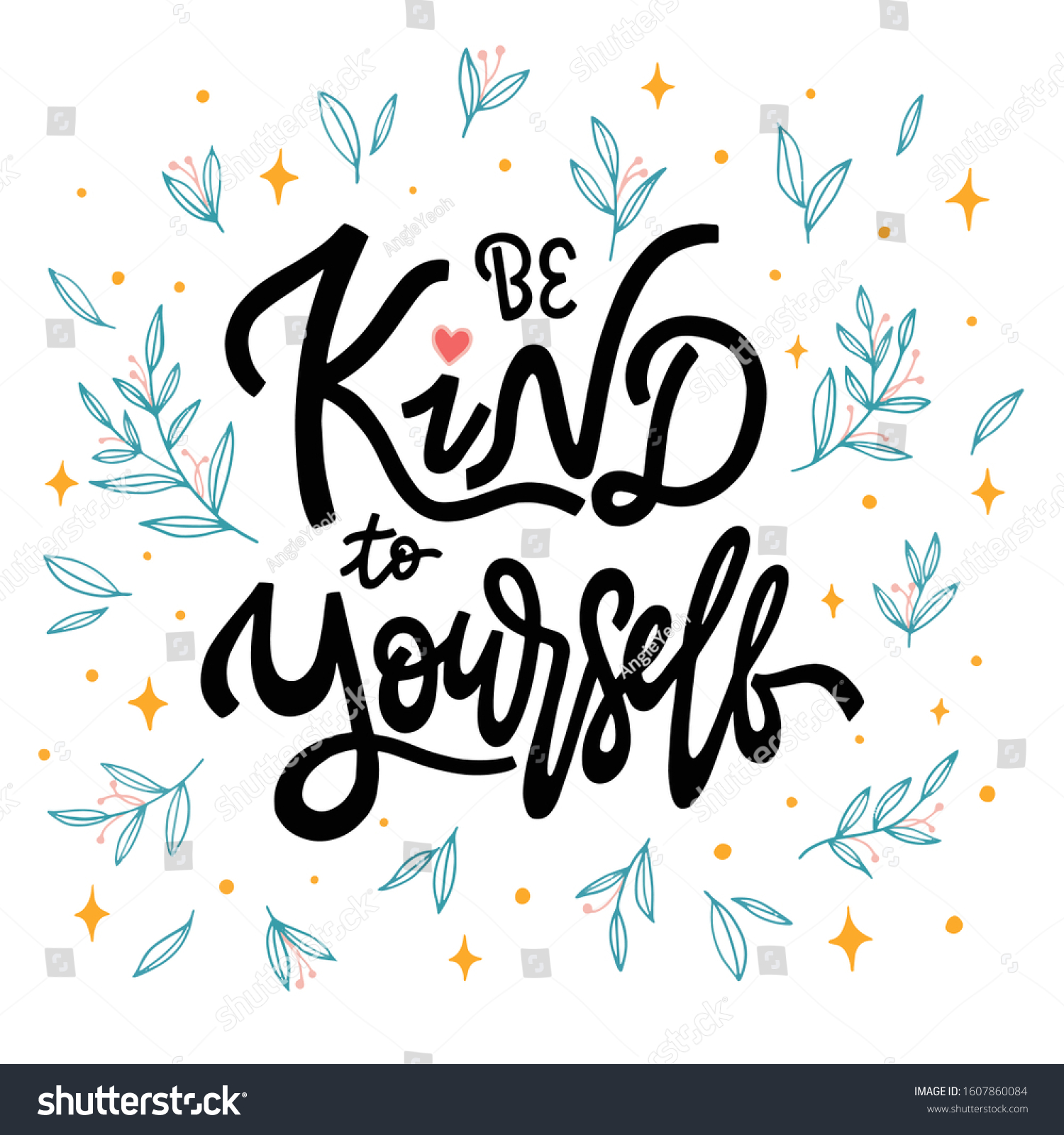 Be Kind Yourself Hand Drawn Lettering Stock Vector (Royalty Free ...