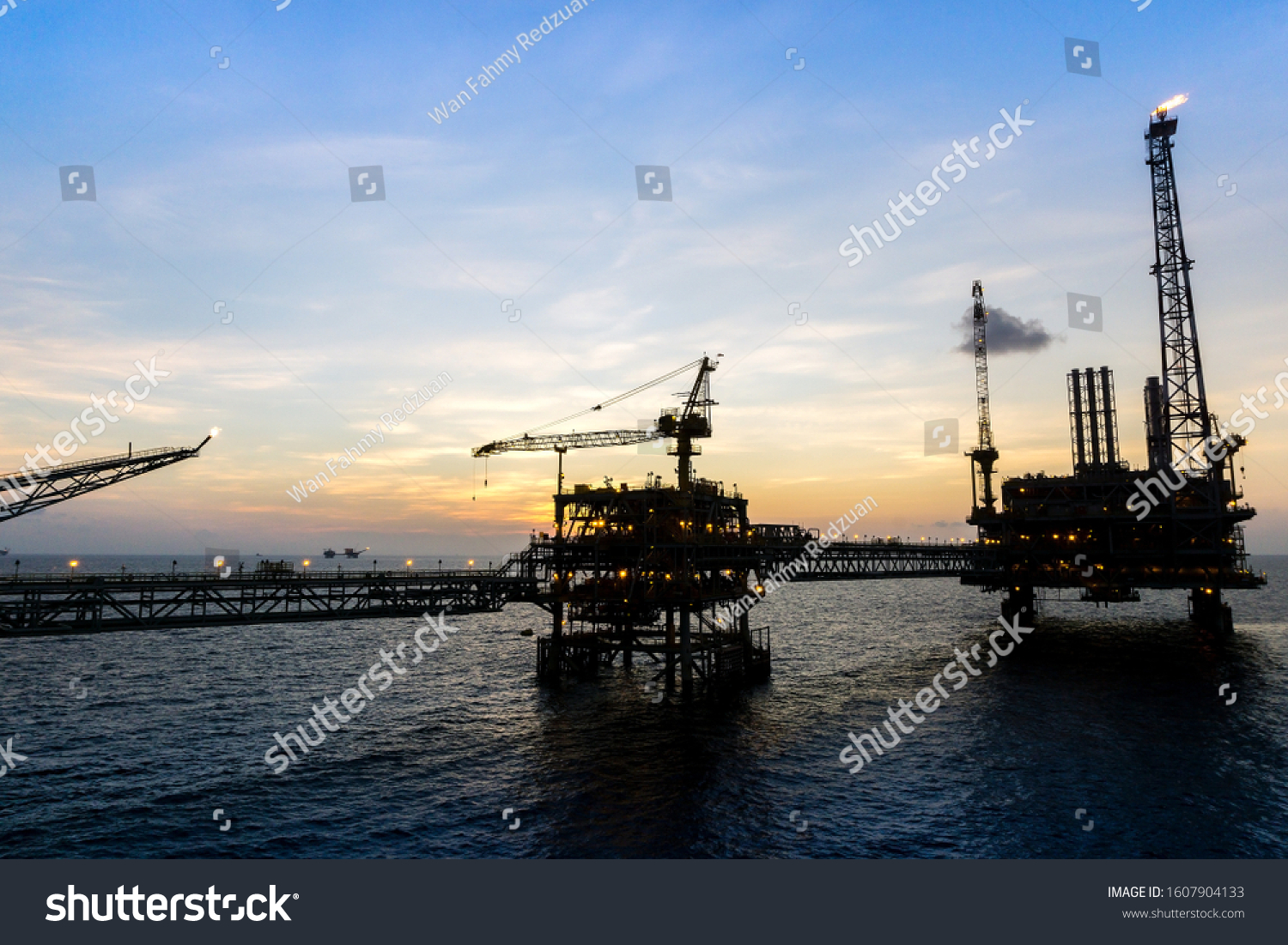 Offshore Production Platforms Complex Connected Bridges Stock Photo ...