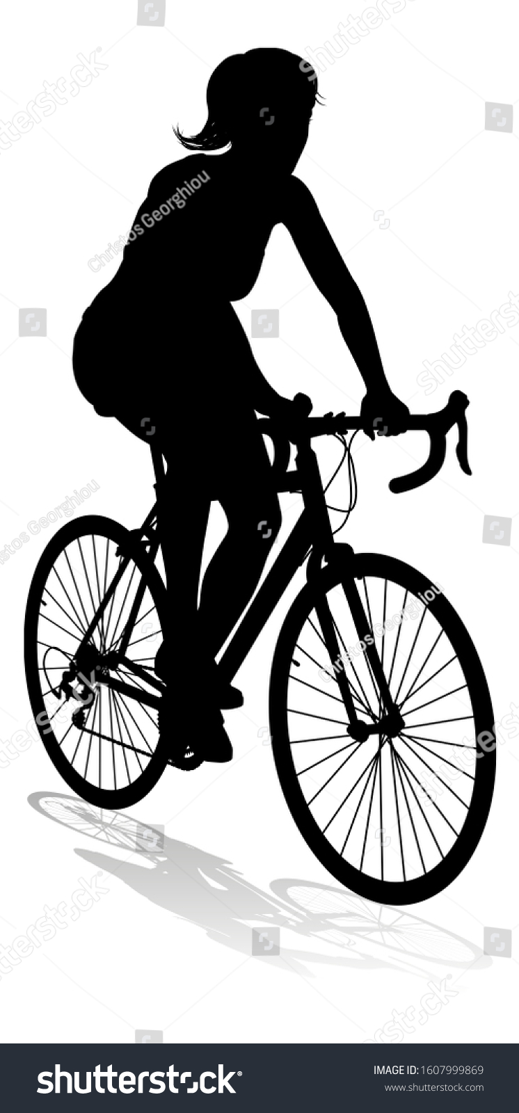 Woman Bicycle Riding Bike Cyclist Silhouette Stock Illustration ...