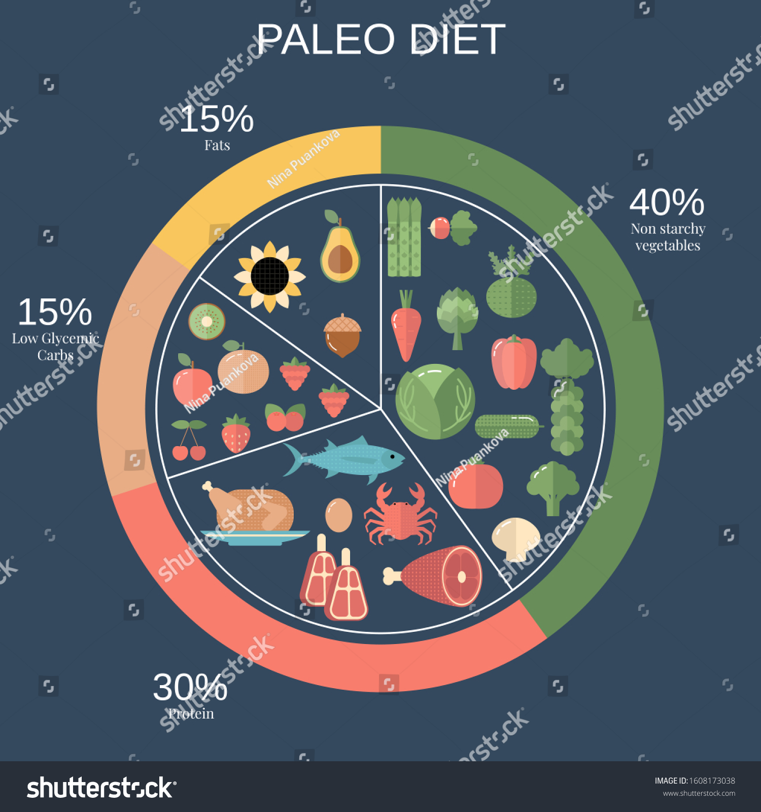 Foods Infographics Paleo Diet Food Pie Stock Vector (Royalty Free ...