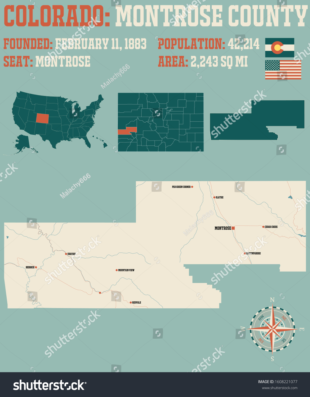 Large Detailed Map Montrose County Colorado Stock Vector (Royalty Free ...