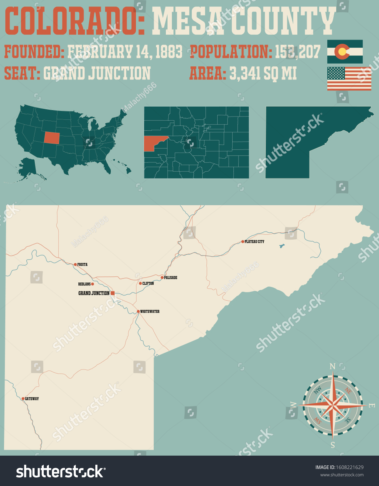 Large Detailed Map Mesa County Colorado Stock Vector (Royalty Free ...