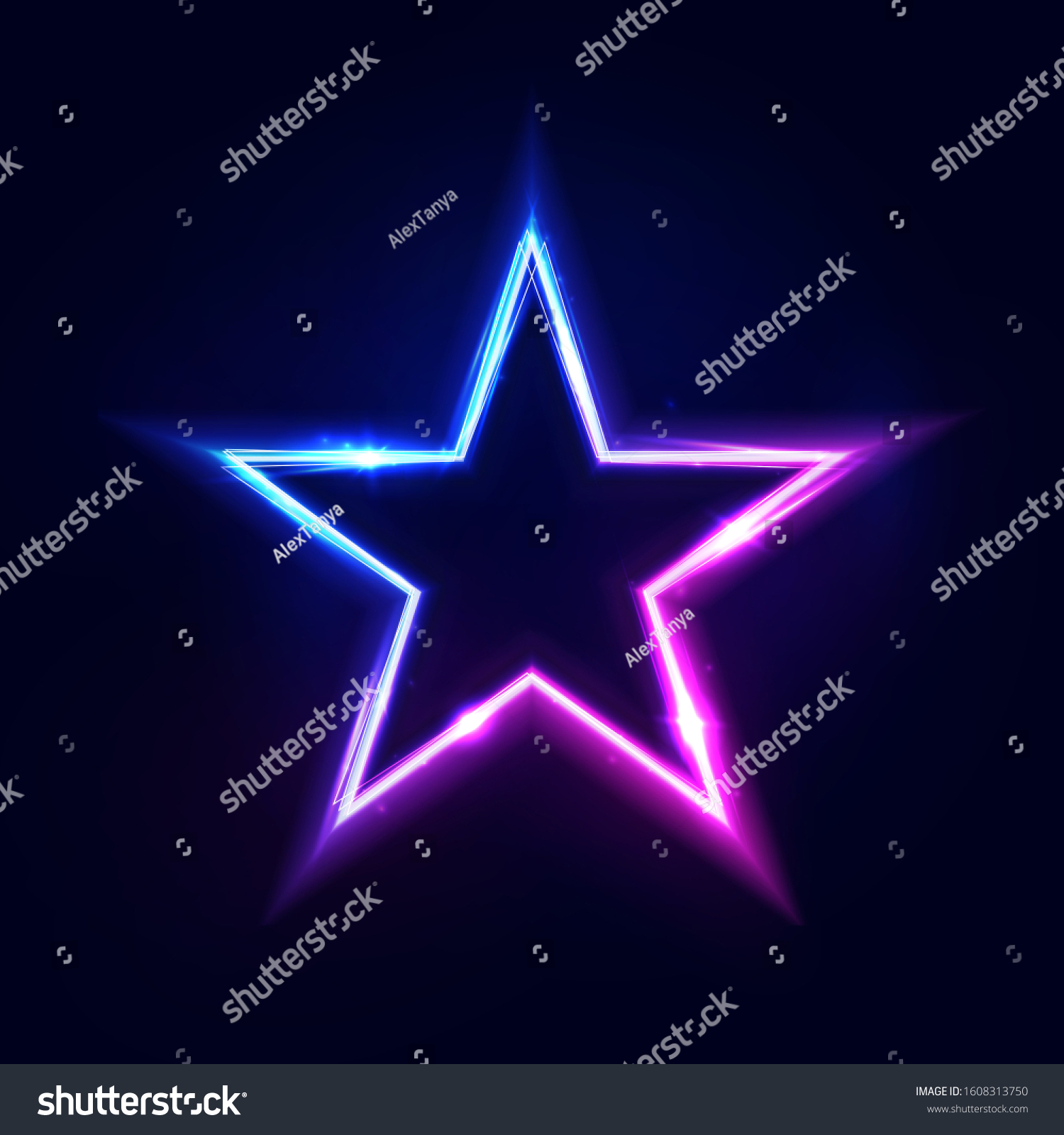 Neon Star Frame Neon Lights Sign Stock Vector (Royalty Free) 1608313750 ...