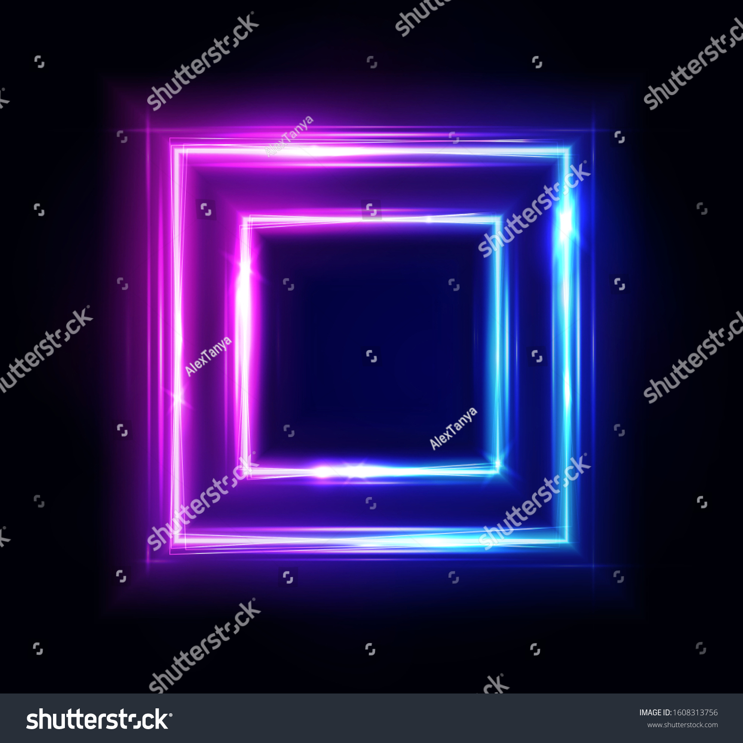 Neon Rectangle Frame Neon Lights Square Stock Vector (Royalty Free ...