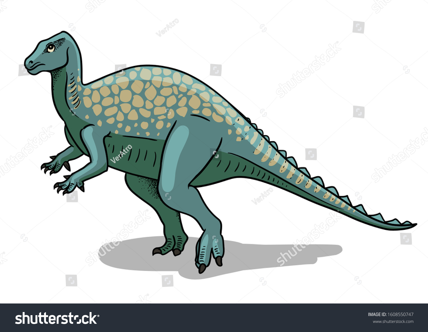 Iguanodon Dinosaur Vector Illustration Cartoon Style Stock Vector ...