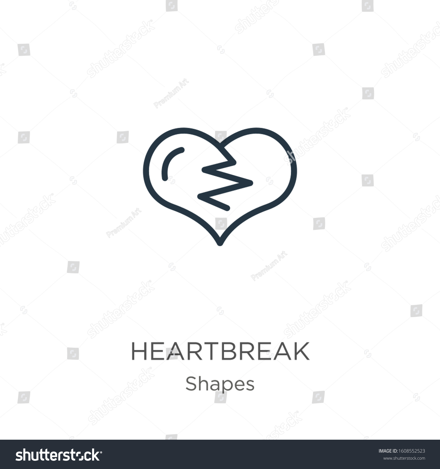 Heartbreak Icon Thin Linear Heartbreak Outline Stock Vector (Royalty ...