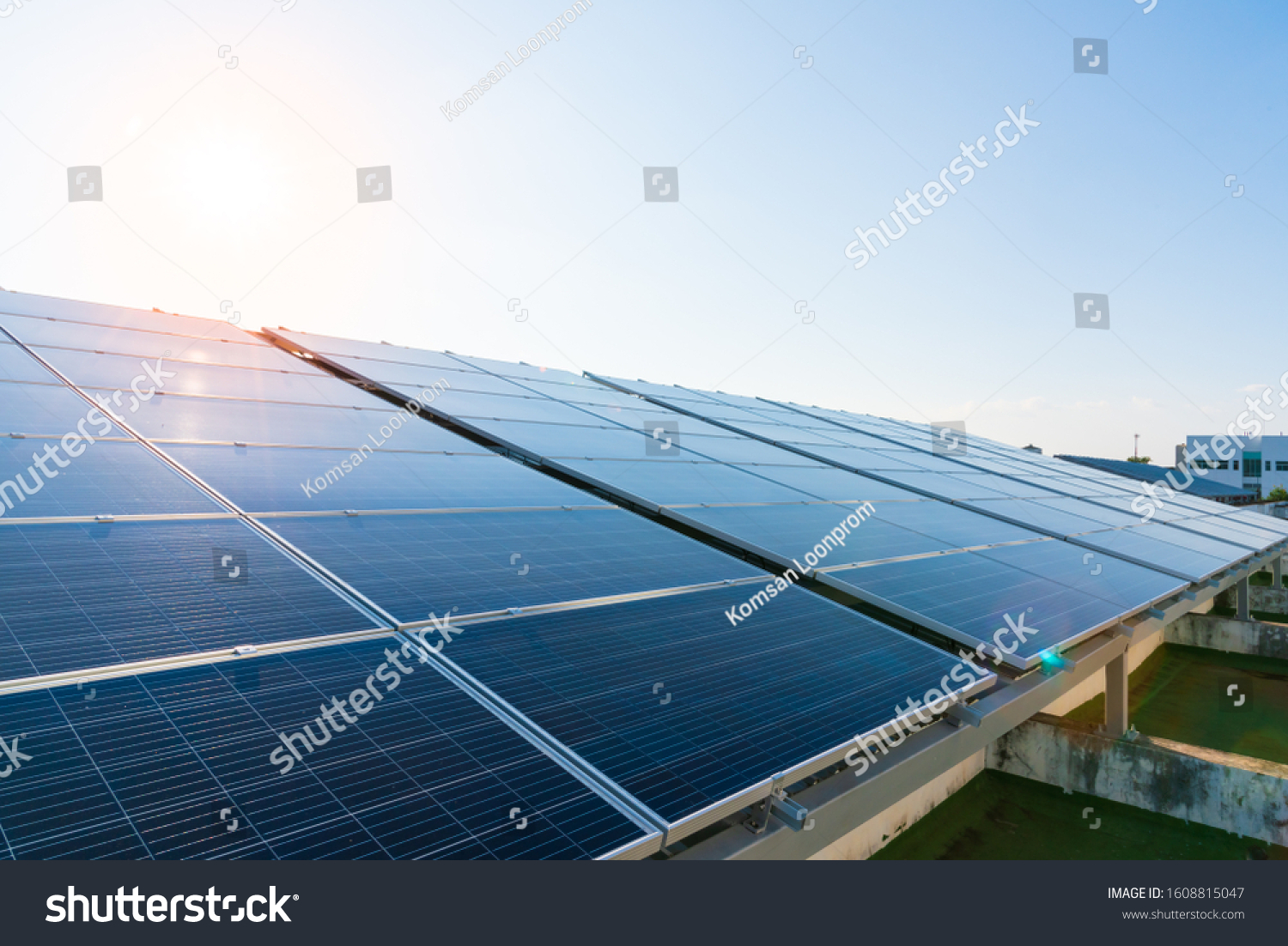 Solar Panels Blue Sky Light Flare Stock Photo 1608815047 | Shutterstock