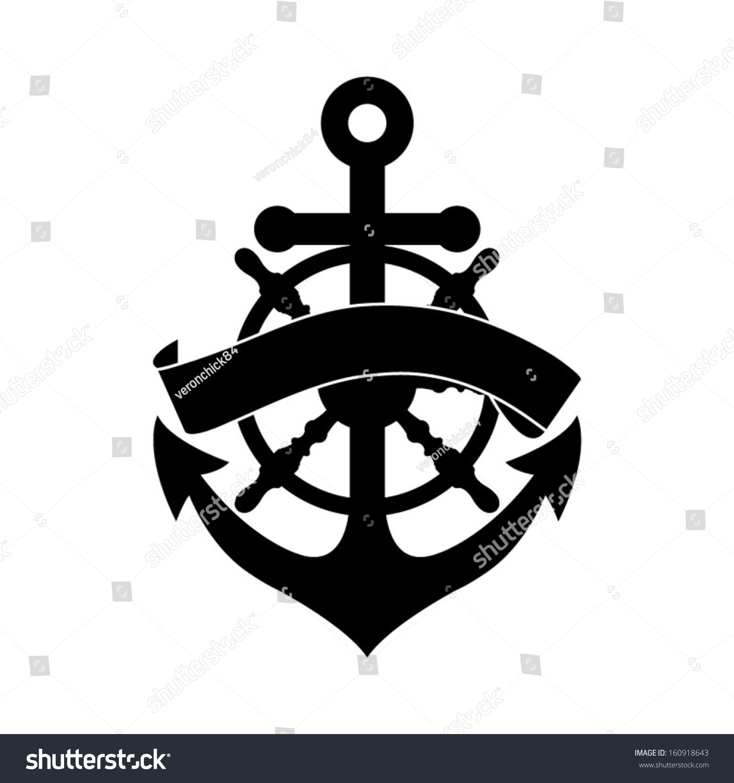 Steering Wheel Anchor Stock Vector (Royalty Free) 160918643 | Shutterstock