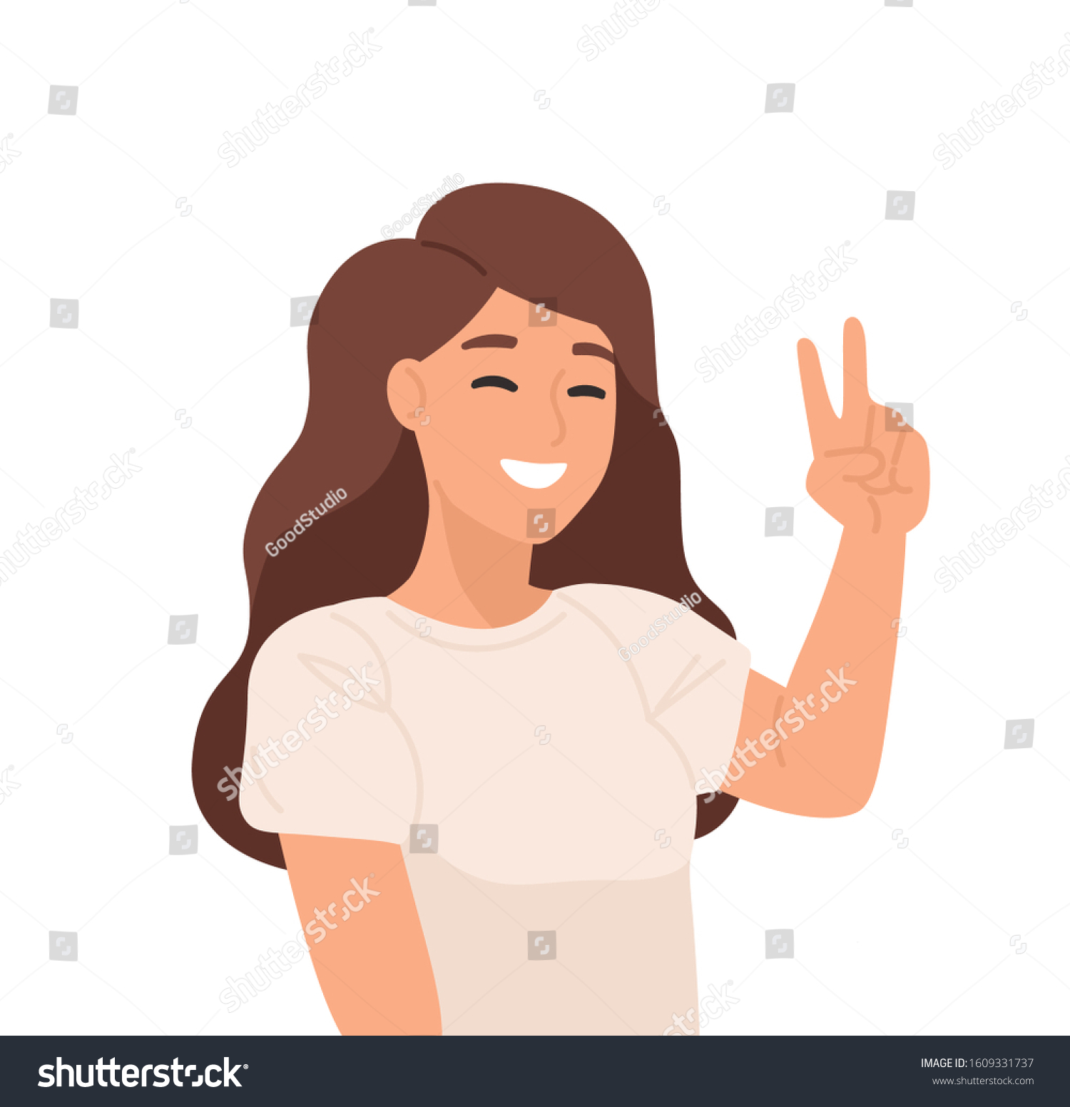 Smiling Young Girl Flat Vector Illustration Stock Vector (Royalty Free ...