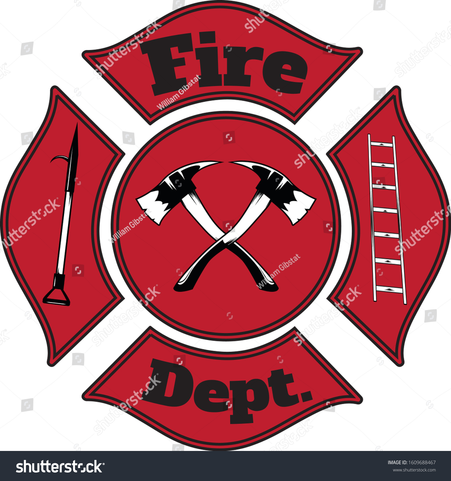 Firefighter Fire Department Badge Icon Stock Vector (Royalty Free ...