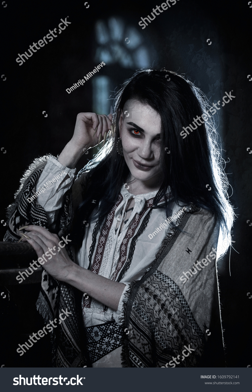 Female Vampire Old Abandoned Church Interior Stock Photo 1609792141 ...