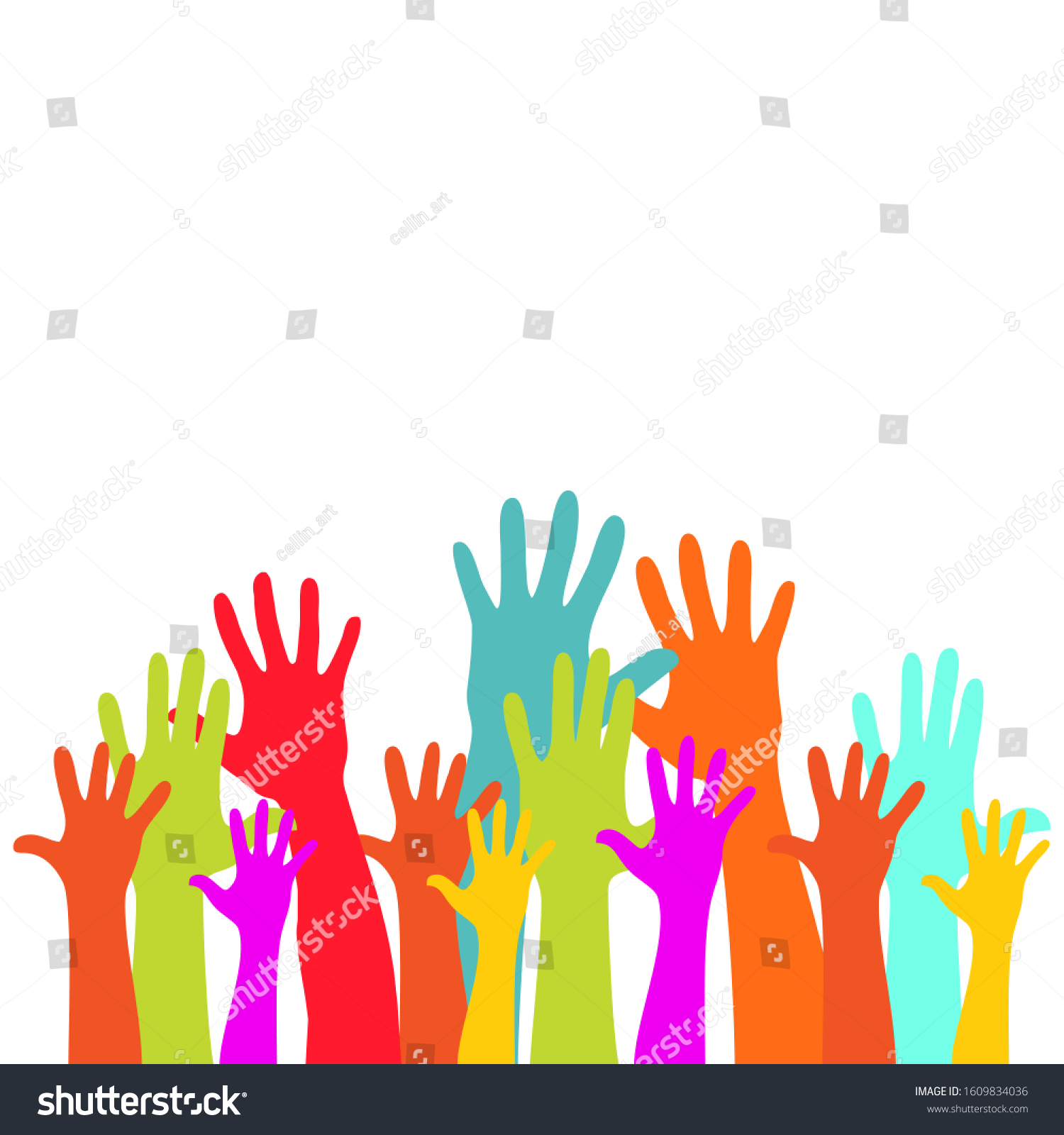 Colorful Raised Hands Group Art Therapy Stock Vector (Royalty Free ...