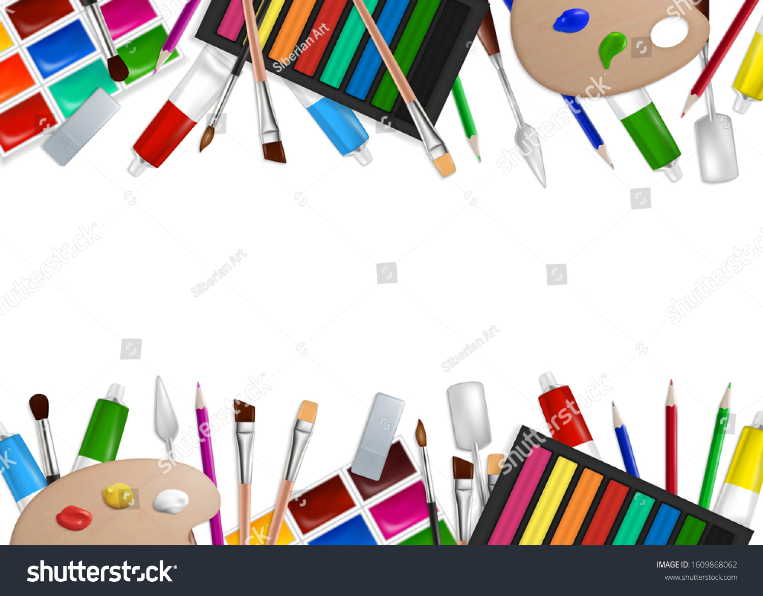 Art Tools Materials Frame Vector Illustration Stock Vector (royalty 