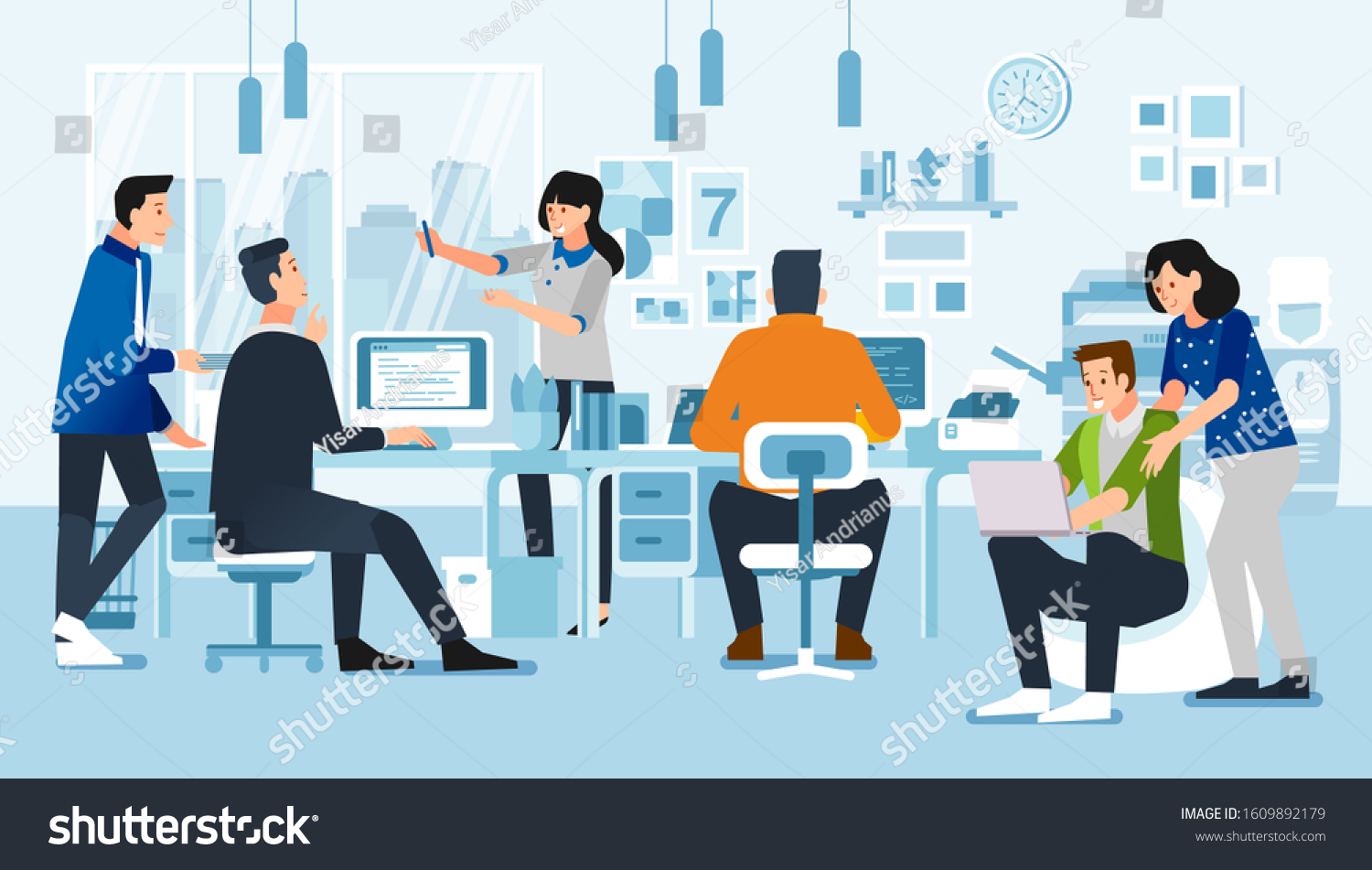 People Office Their Activities Discussing Working Stock Vector (royalty 