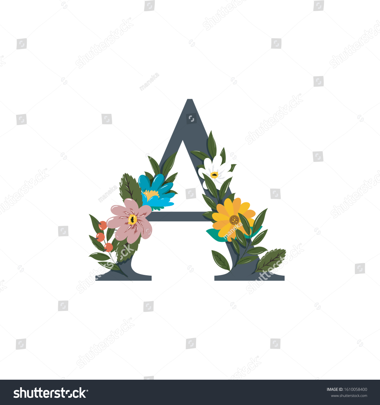 Letter Floral Design Lettering Alphabet Organic Stock Vector (Royalty ...