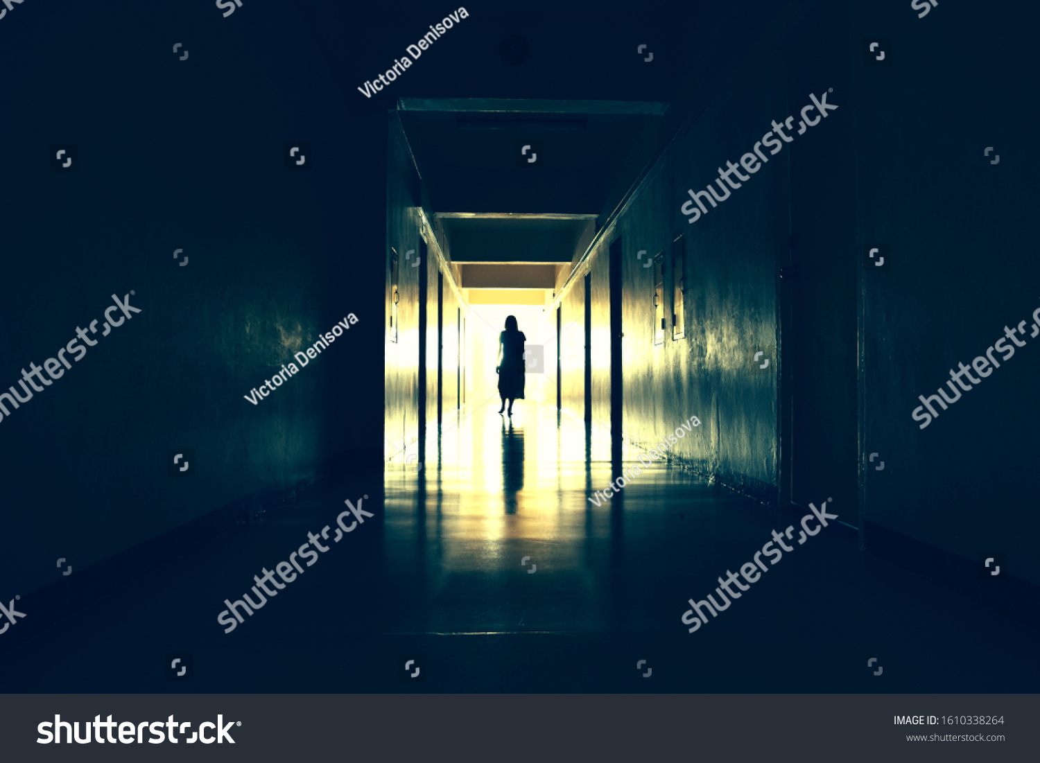 Ghost Little Girl Dark Hallway Dark Stock Photo 1610338264 | Shutterstock