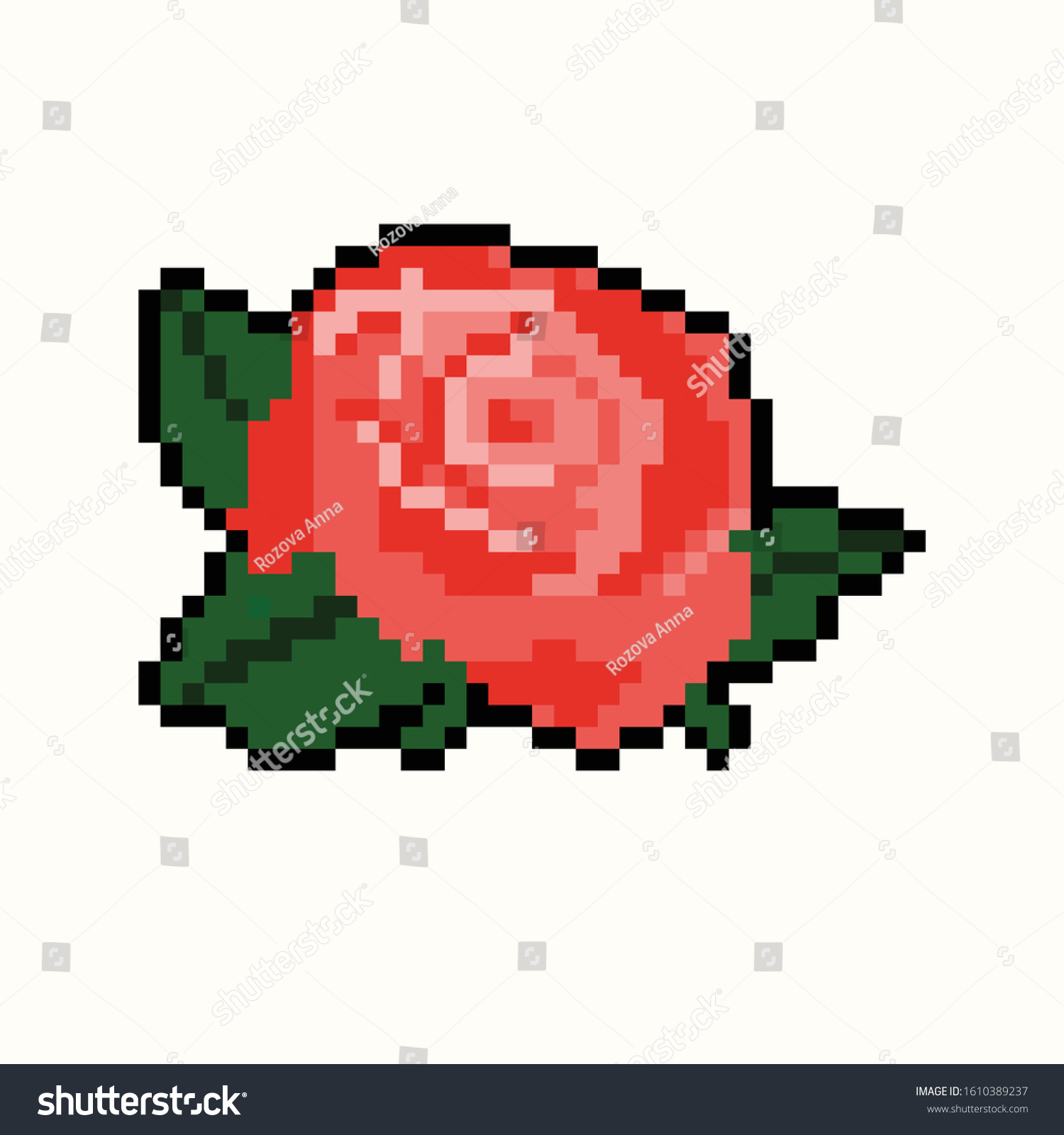 Rose Vector Graphics Pixel Art Stock Vector (Royalty Free) 1610389237 ...