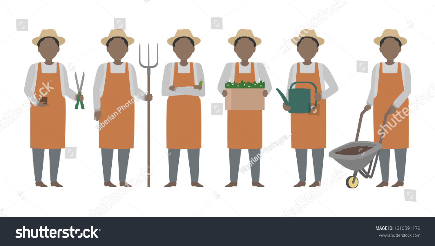 African Farmer Hat Standing Diverse Poses Stock Vector (Royalty Free ...