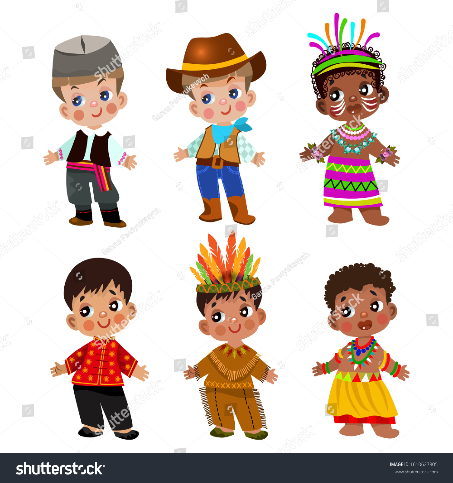 Cartoon Children Traditional Dress Isolated On Stock Illustration ...