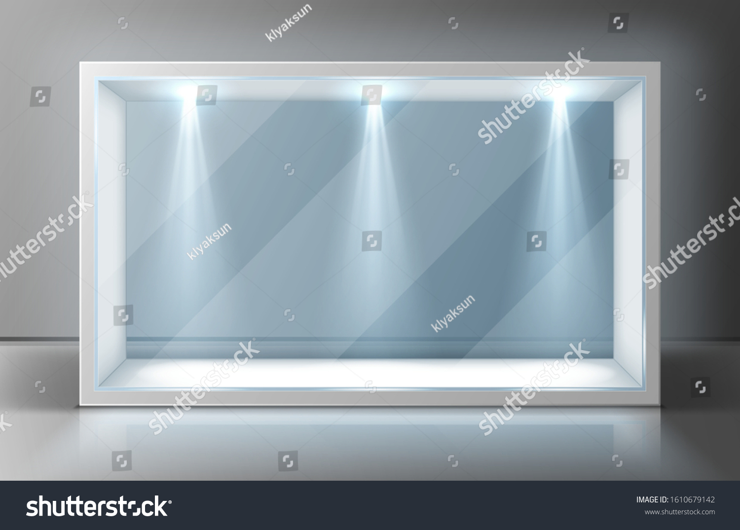 Glass Wall Display Case Frame Empty Stock Vector (Royalty Free