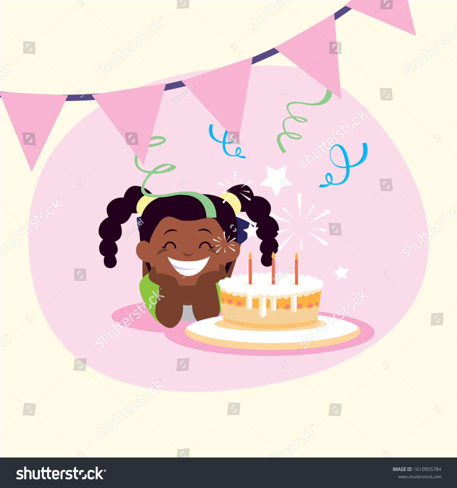 Girl Cartoon Cake Design Happy Birthday Stock Vector (Royalty Free ...