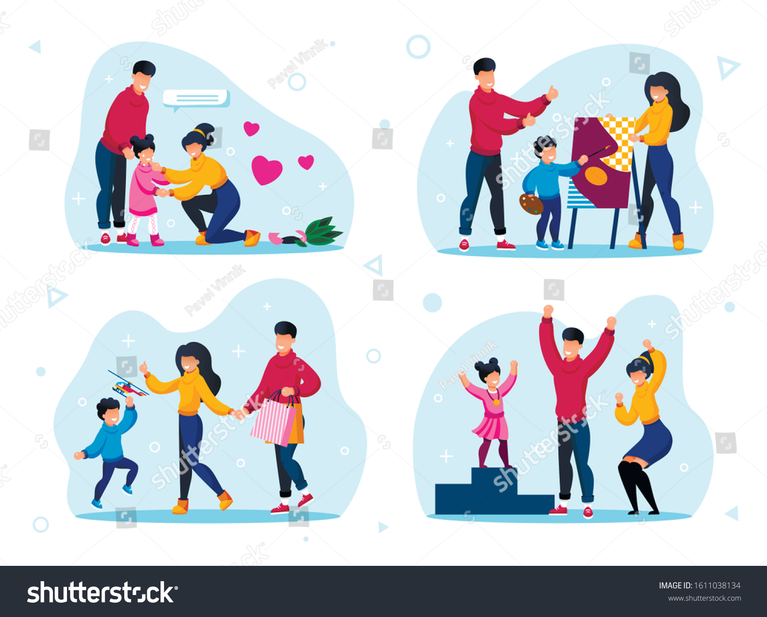 Family Life Daily Routines Activities Types Stock Vector (Royalty Free ...