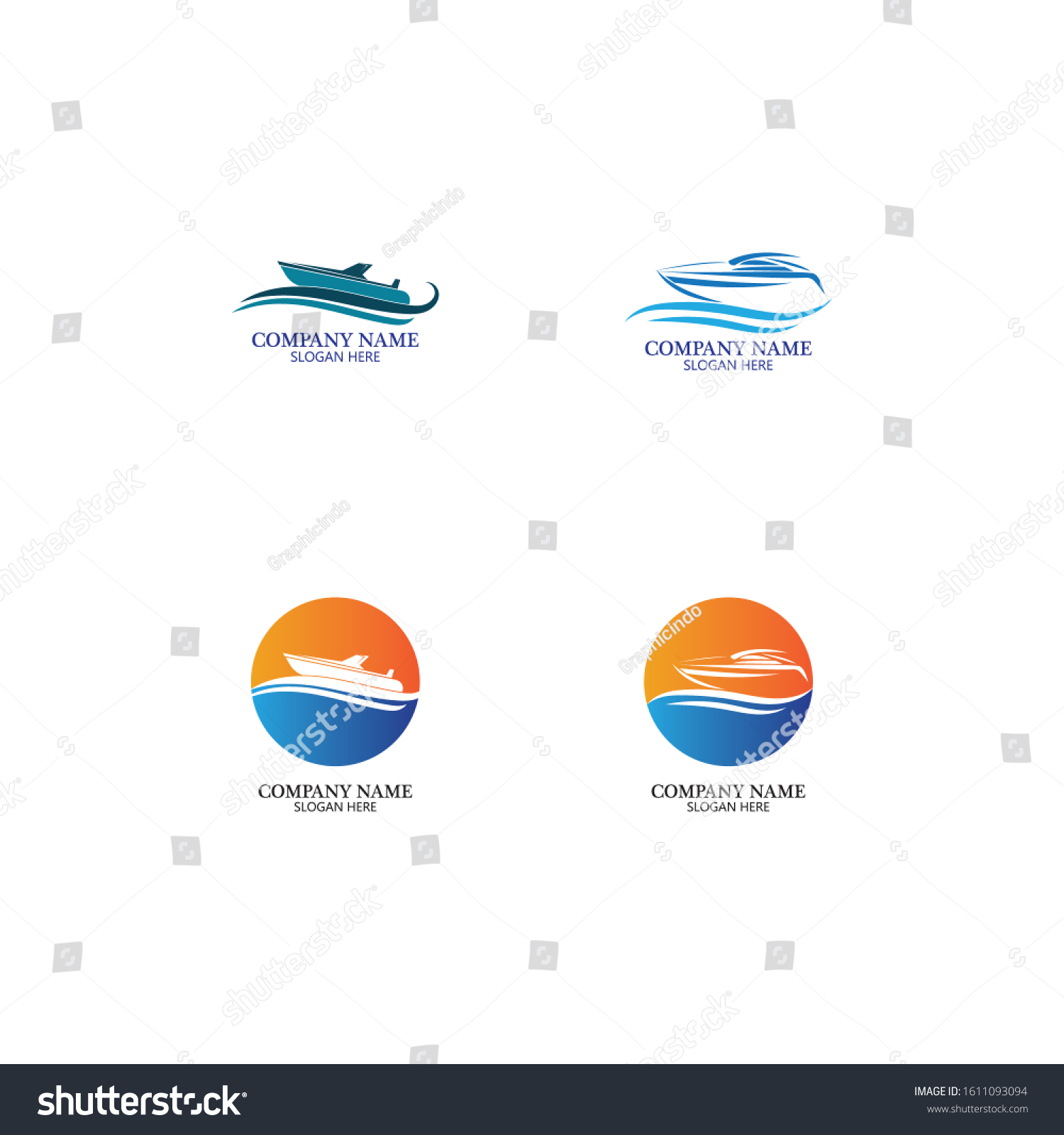 Speed Boat Logo Logo Collection Set Stock Vector (Royalty Free ...