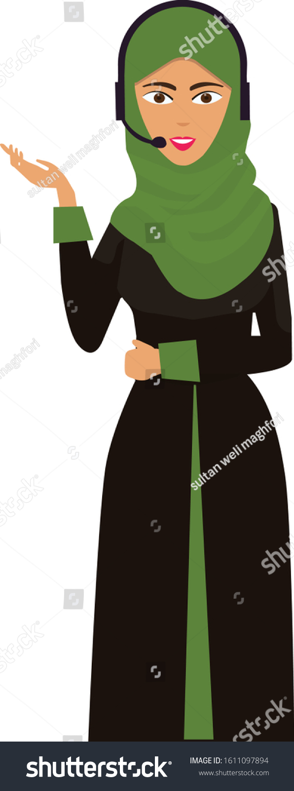 Customer Service Muslim Woman Vector Stock Vector (Royalty Free ...