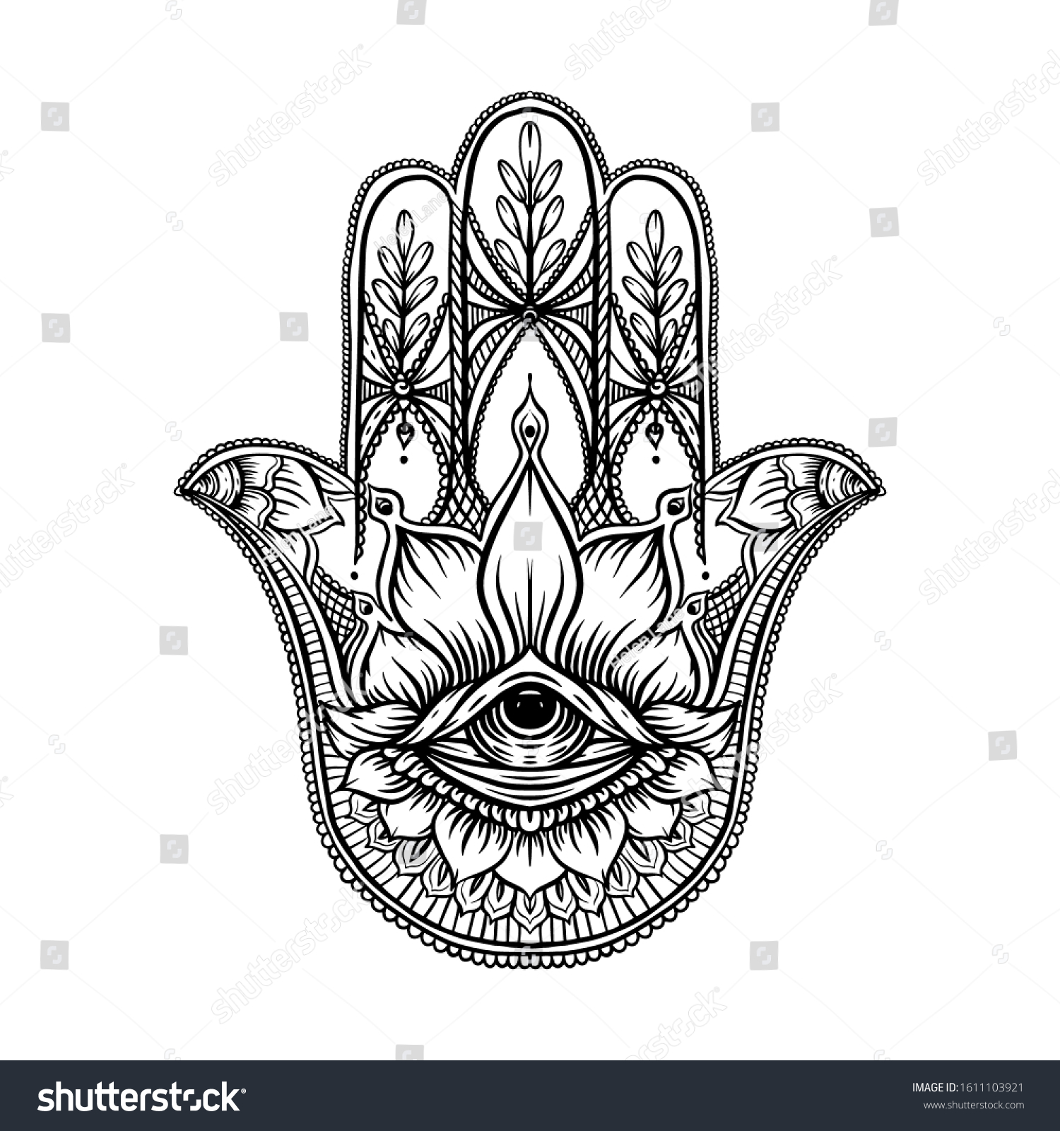 Ornate Hand Drawn Hamsa Popular Arabic Stock Vector (Royalty Free ...