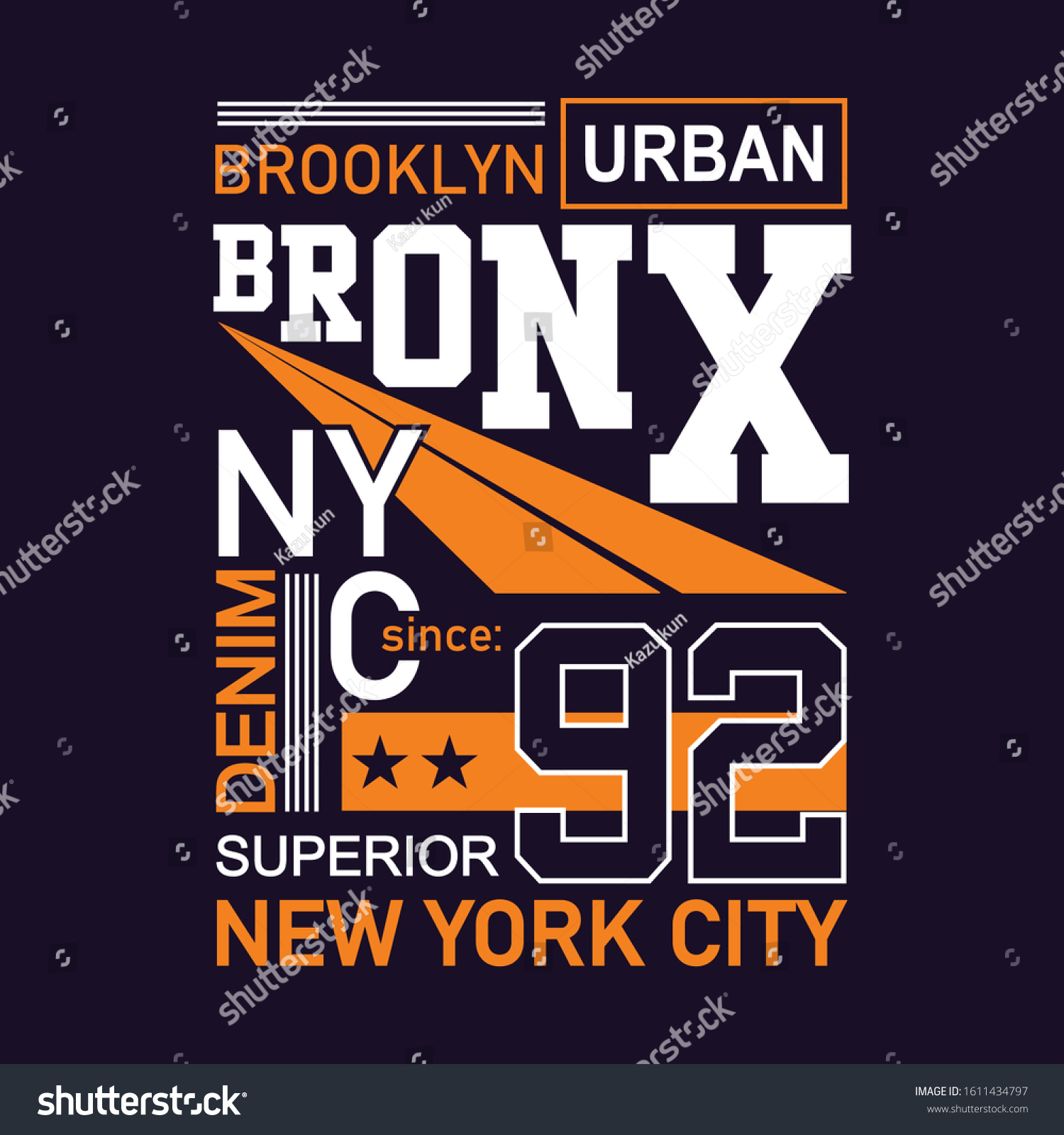 Brooklyn Urban Typography Tshirt Original Design Stock Vector (Royalty ...