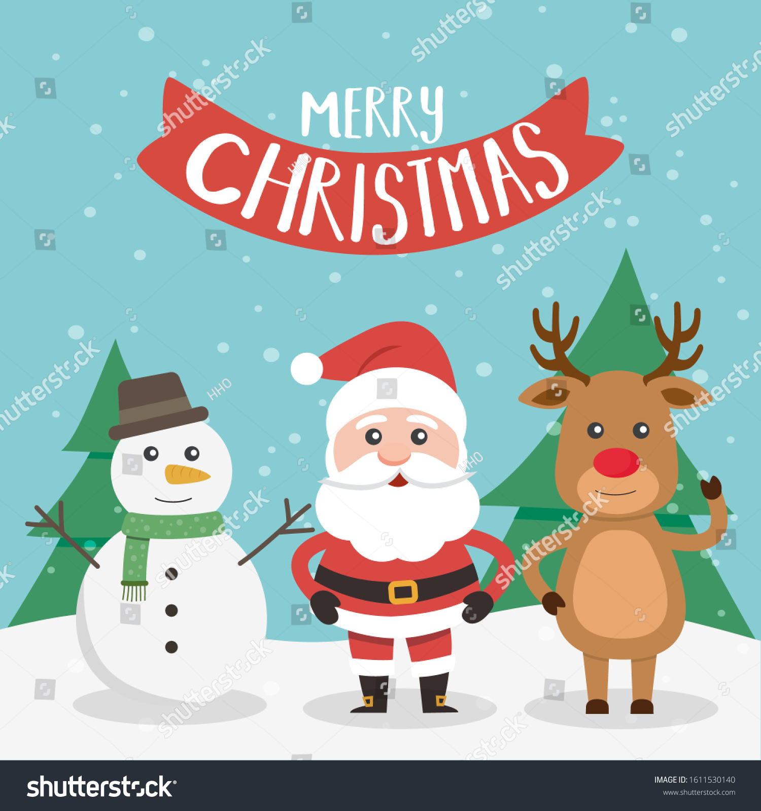 Cute Christmas Day Cartoon Character Merry Stock Vector (Royalty Free ...