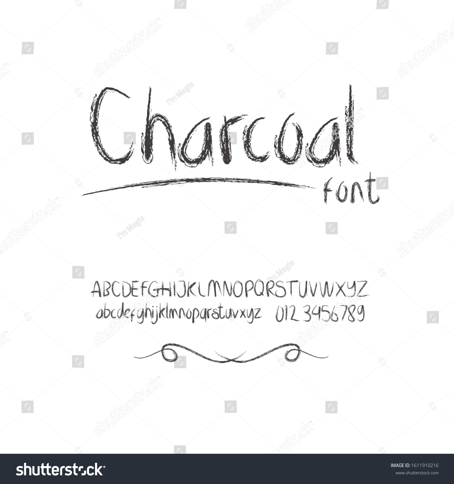 Charcoal Alphabet Hand Draw Font Stock Vector (Royalty Free) 1611910216 ...